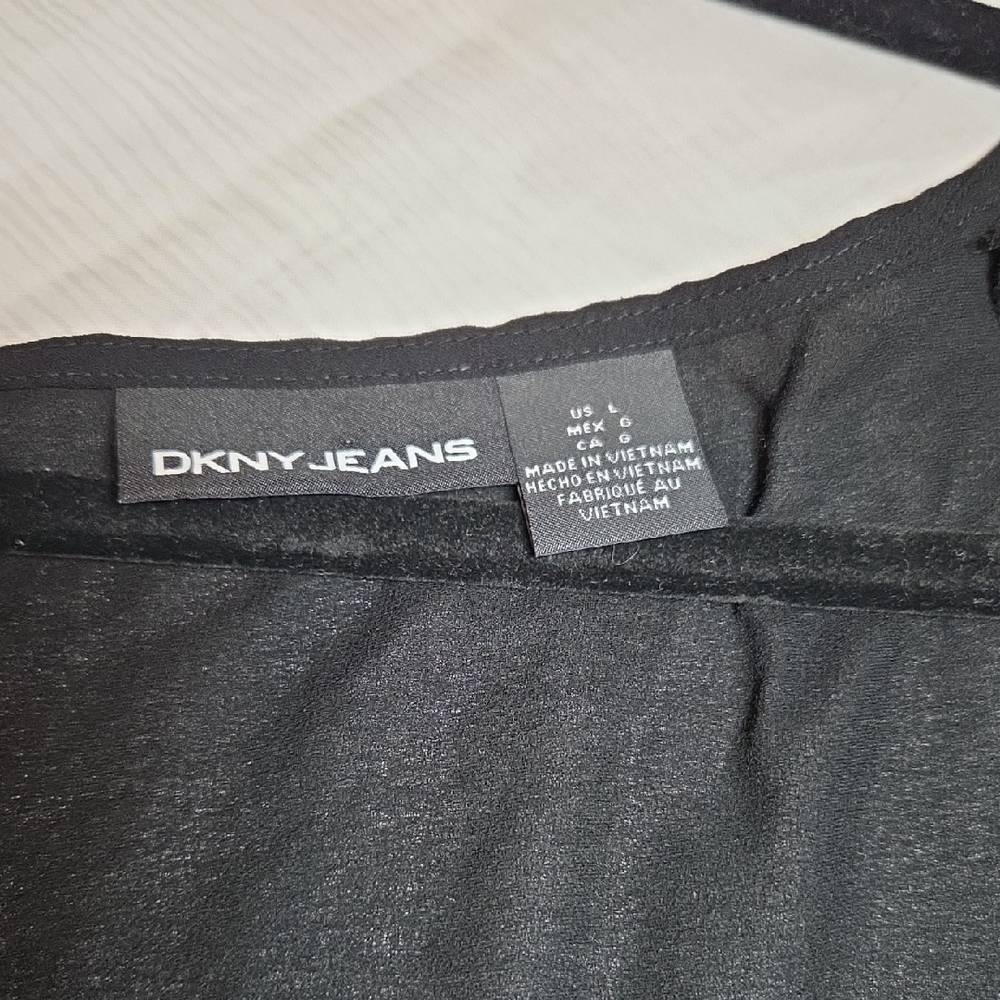 DKNY JEANS  Black Layered Blouse,ZISE L - Picture 2 of 7